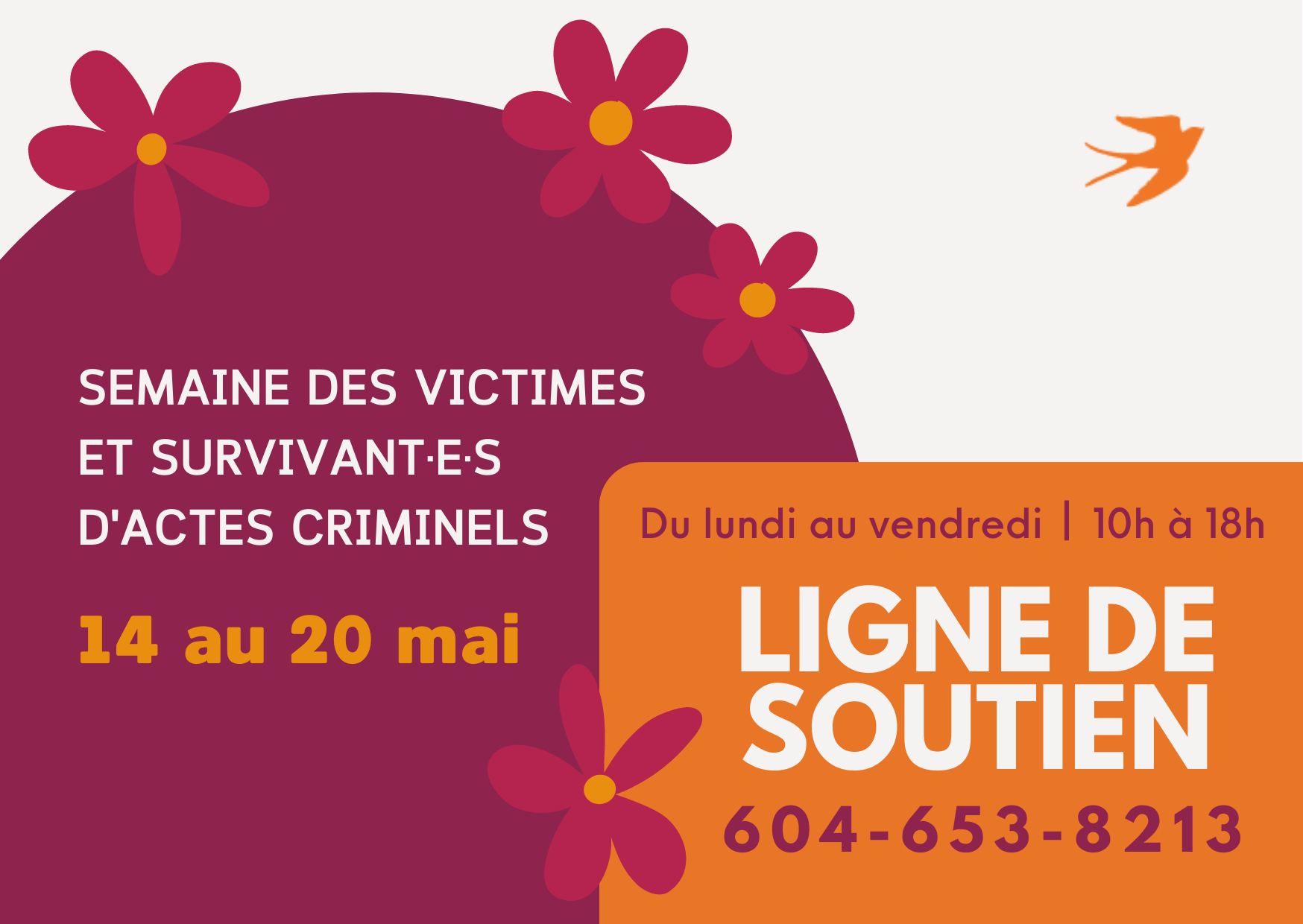 Semaine des victimes et survivant·e·s d'actes criminels - 14 au 20 mai
