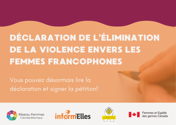Déclaration de l'élimination de la violence envers les femmes francophones.